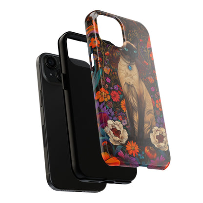 Art Deco Siamese Cat In The Style of William Morris iPhone Tough Case