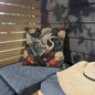 Japanese Crane Outdoor Pillow, Floral Bird Throw Pillow, Chinoiserie Cushion, Elegant Heron Decor, Patio Accent Pillow