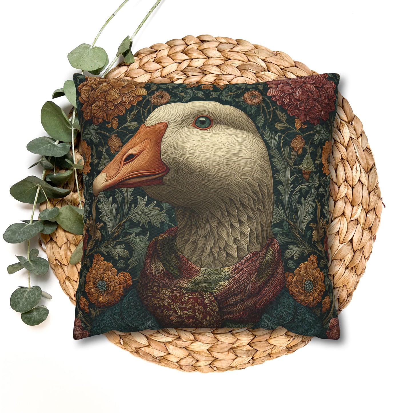 Whimsical Goose Pillowcase: Victorian Style Farmhouse Decor