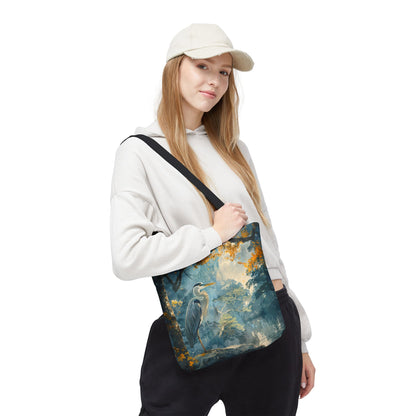 Heron Forest Tote Bag | Misty Woodland Bird Market Bag