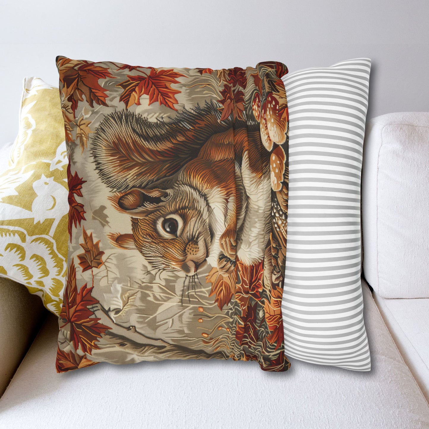 Woodland Brown Squirrel Fall Autumn Forest Decorative Pillowcase