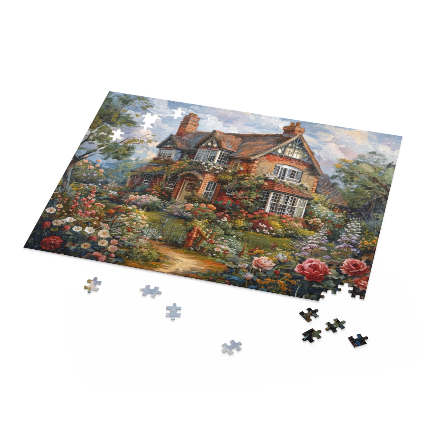An Old Victorian English Home in The Style William Morris Jigsaw Puzzle (120, 252, 500-Piece) Gift-Ready Box, Adult Jigsaw Puzzle