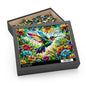 Stained Glass Spring Hummingbird Puzzle (120, 252, 500-Piece) Family Jigsaw Puzzle, Puzzle Box Gift