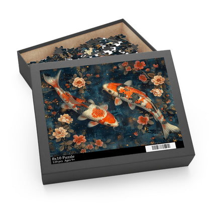 Serenity Koi fish Jigsaw Puzzle (120, 252, 500-Piece) Family Jigsaw Puzzle, Puzzle Box Gift