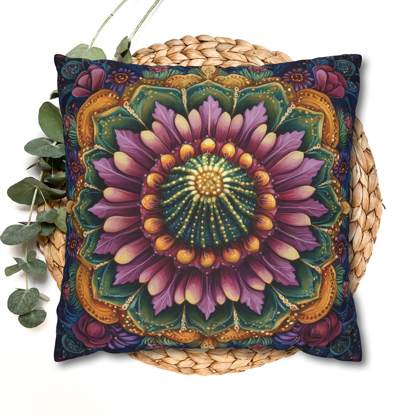 Cactus Mandala Pillowcase: Decorative Home Decor