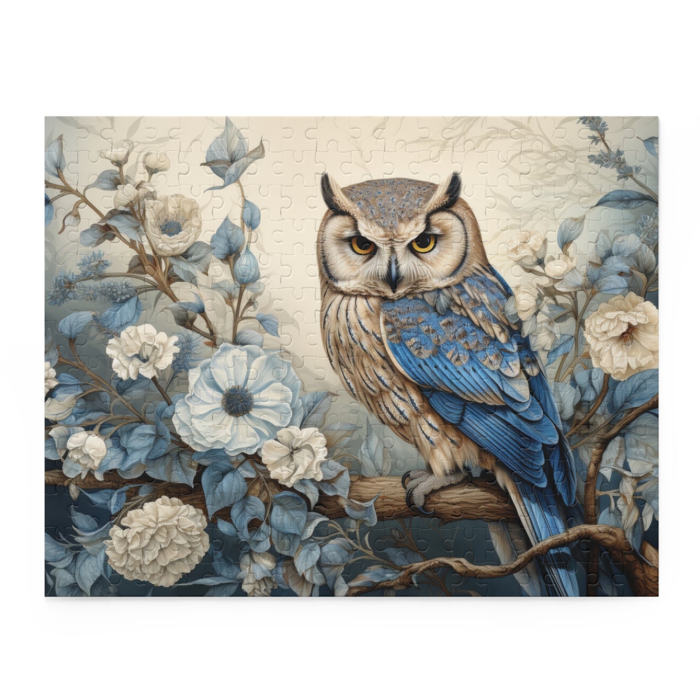 William Morris Inspired Owl and Flowers (120, 252, 500-Piece) Adult Jigsaw Puzzle, Gift Him Her