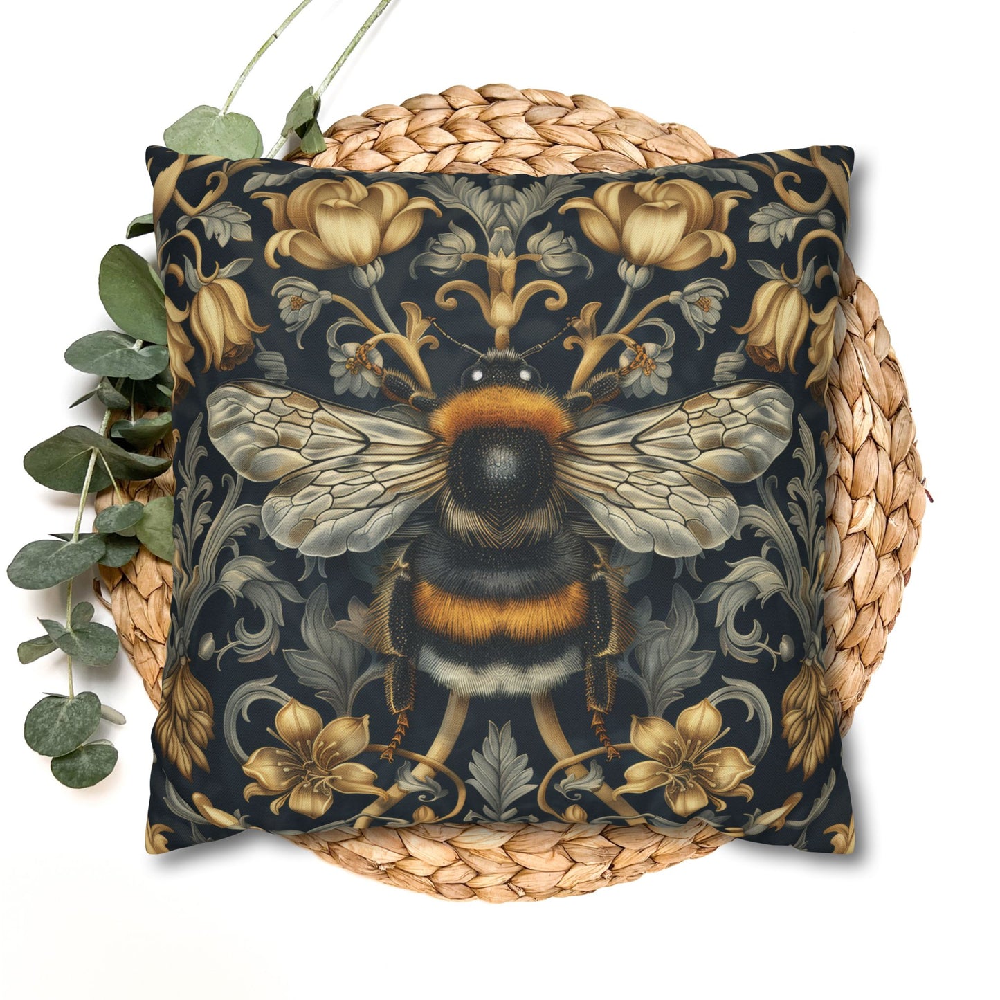 Pillowcase Victorian Art Inspired Bumblebee Baroque Gold Flora