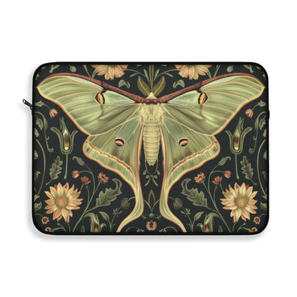 William Morris Inspired Luna Moth Floral Pattern Laptop Sleeve, Luna Moth Protective Case, Gift for Nature Lovers