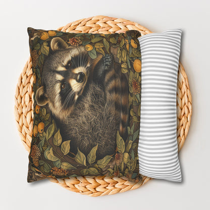 William Morris Inspired Raccoon Ancient Pillowcase