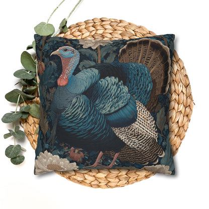 Thanksgiving Turkey Pillowcase, William Morris Style Cushion, Fall Decor, Polyester Cover