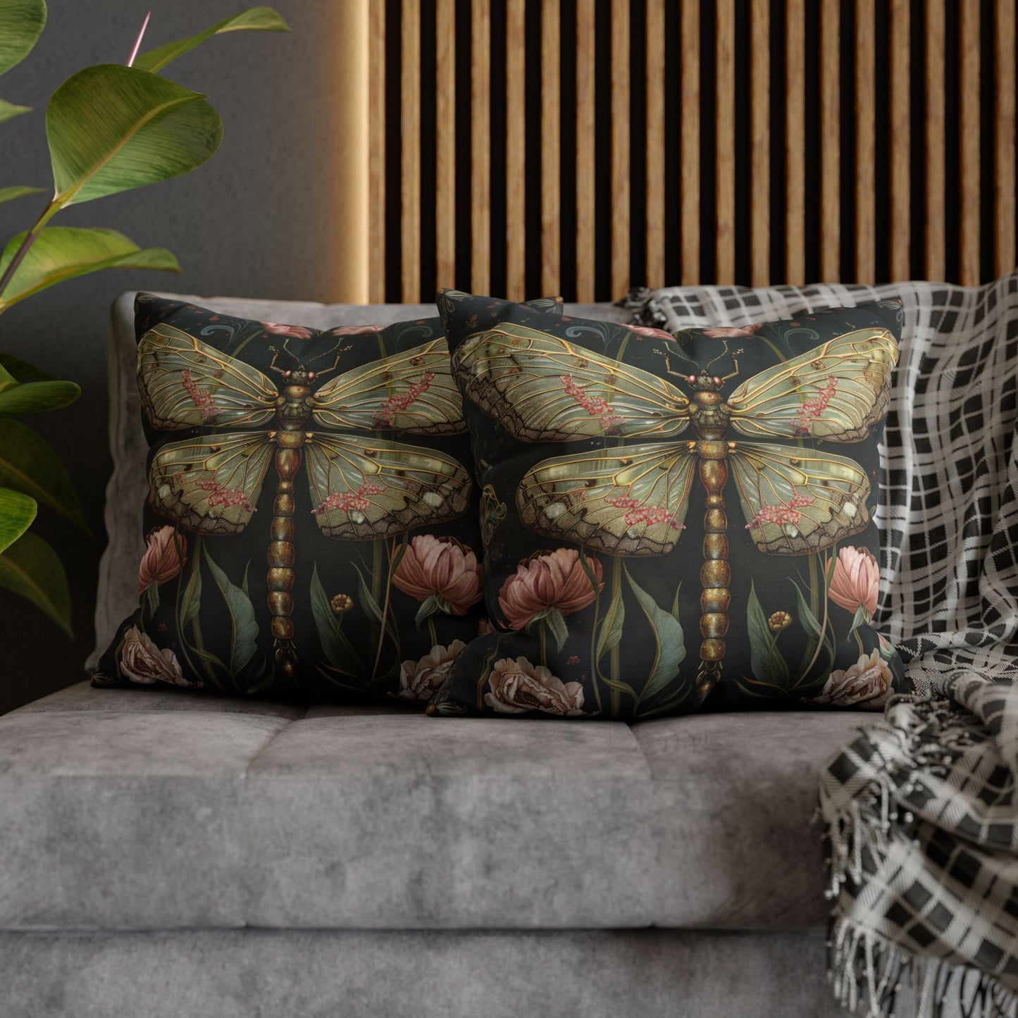 William Morris Inspired Victorian Botanical Dragonfly Pillowcase