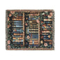 Vintage Bookshelf Woven Blanket, Dark Academia Cotton Throw With Fringe Edges