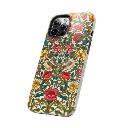 Vintage Pattern Rose And Bird in The Style of William Morris iPhone Tough Case