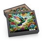 Stained Glass Spring Hummingbird Puzzle (120, 252, 500-Piece) Family Jigsaw Puzzle, Puzzle Box Gift