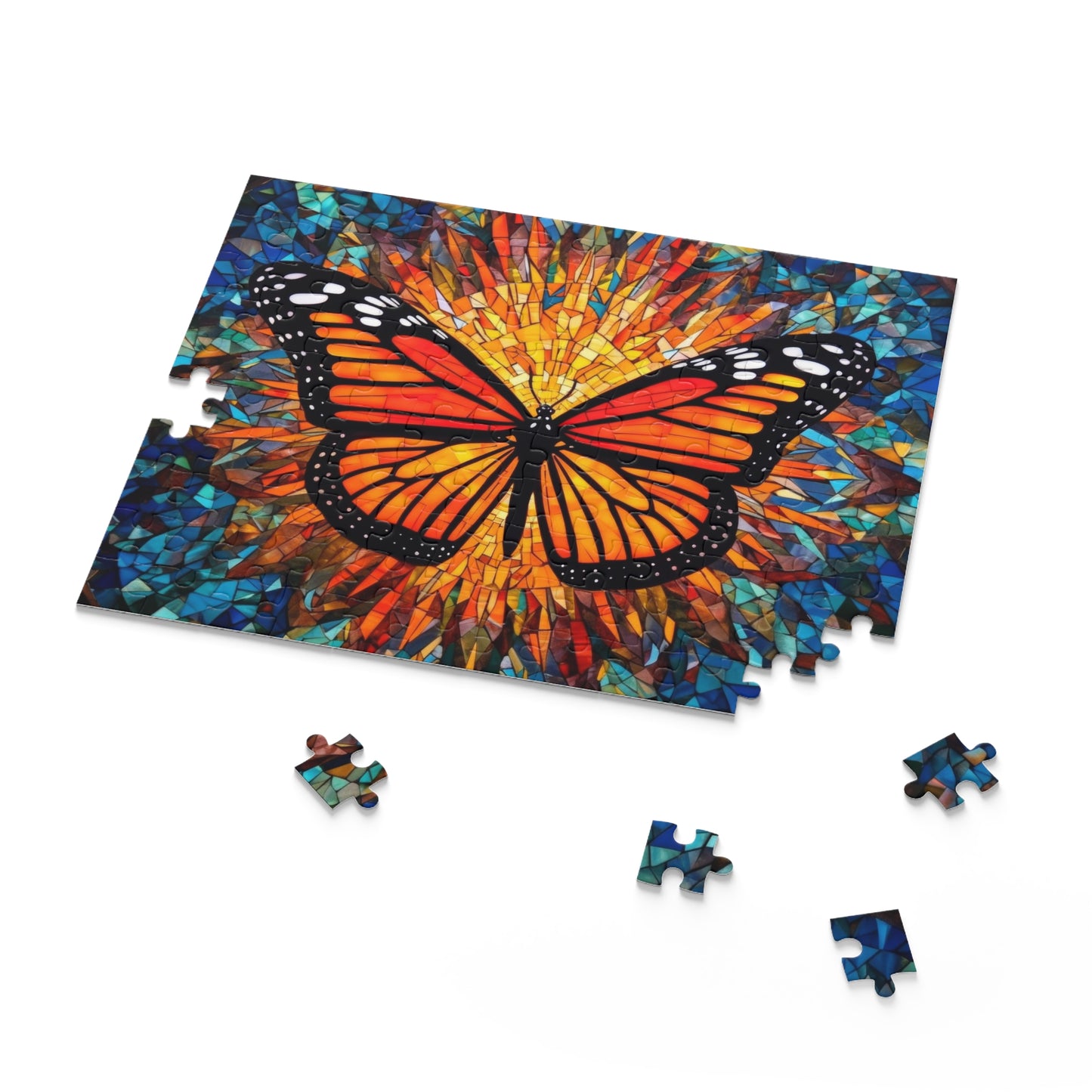 Colorful Monarch Stained Glass Jigsaw Puzzle (120, 252, 500-Piece)  Gift-Ready Box, Adult Jigsaw Puzzle, Gift Him Her