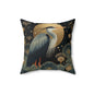 Heron Moon Decorative Pillow, Botanical Coastal Throw Pillow