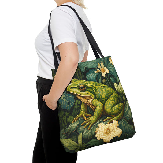 William Morris Inspired Frog Tote Bag, Frog Cottagecore Tote Bag, Eco-Friendly Carryall