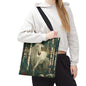 William Morris Inspired White Horse Forest Tote Bag | Woodland Stallion Market Bag
