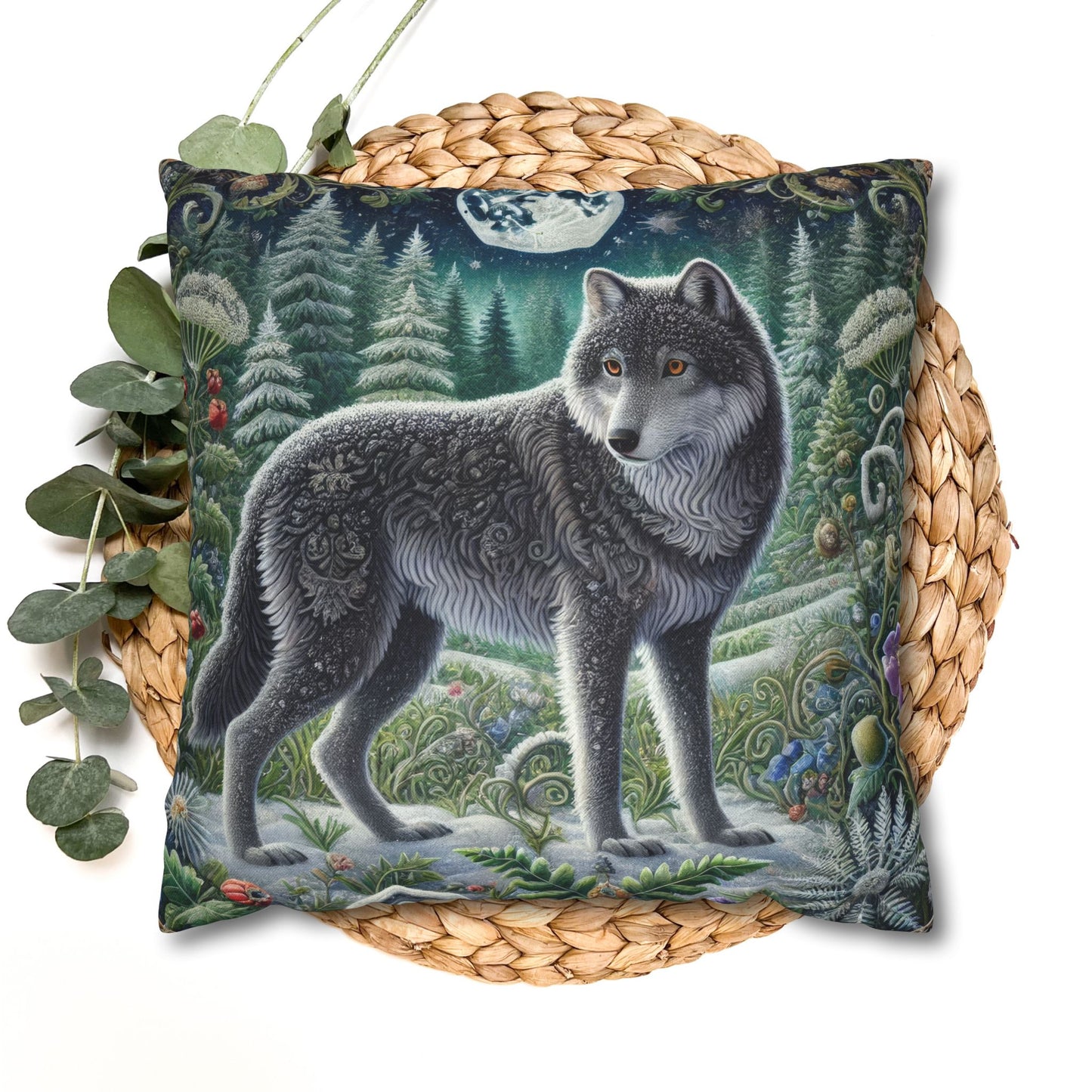 Wolf Design Square Pillowcase, Nature Decor, Wildlife Home Accent, Cozy Gift for Animal Lovers, Rustic Living Room Decor