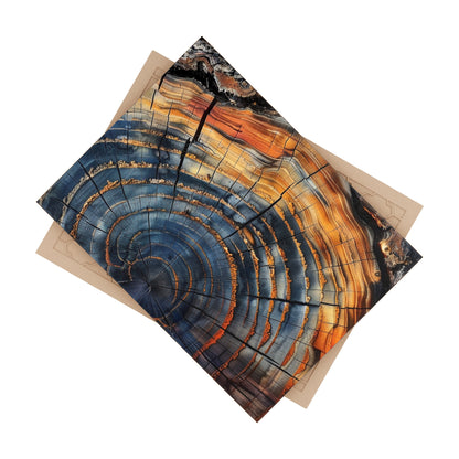 Rustic Wood Slice Ceramic Tile | Tree Ring Abstract Art 6x8 Glossy Nature Decor