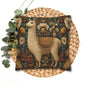 Golden Alpaca Floral Pillowcase, William Morris Style Botanical Animal Cushion Home Décor