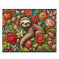 William Morris Inspired Cozy Sloth Floral Puzzle (120, 252, 500-Piece) Fun Family Activity, Nature Lover Gift, Perfect for Relaxation