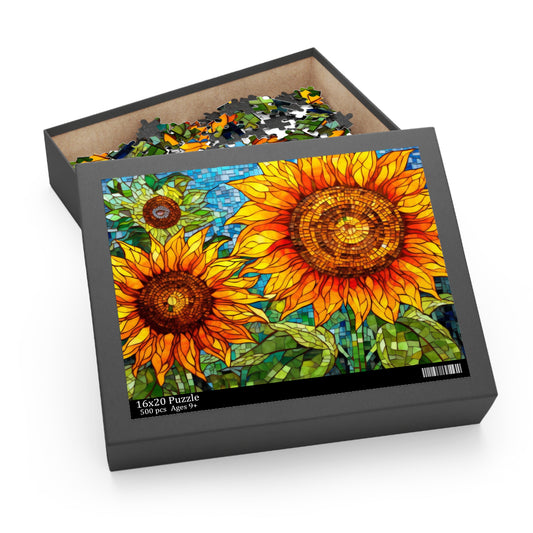 Sunflower Field Stained Glass Jigsaw Puzzle (120, 252, 500-Piece)  Gift-Ready Box, Adult Jigsaw Puzzle, Gift Him Her