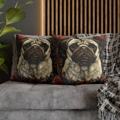 William Morris Inspired Pug Dog  Decorative Pug  Spun Polyester Square Pillowcase