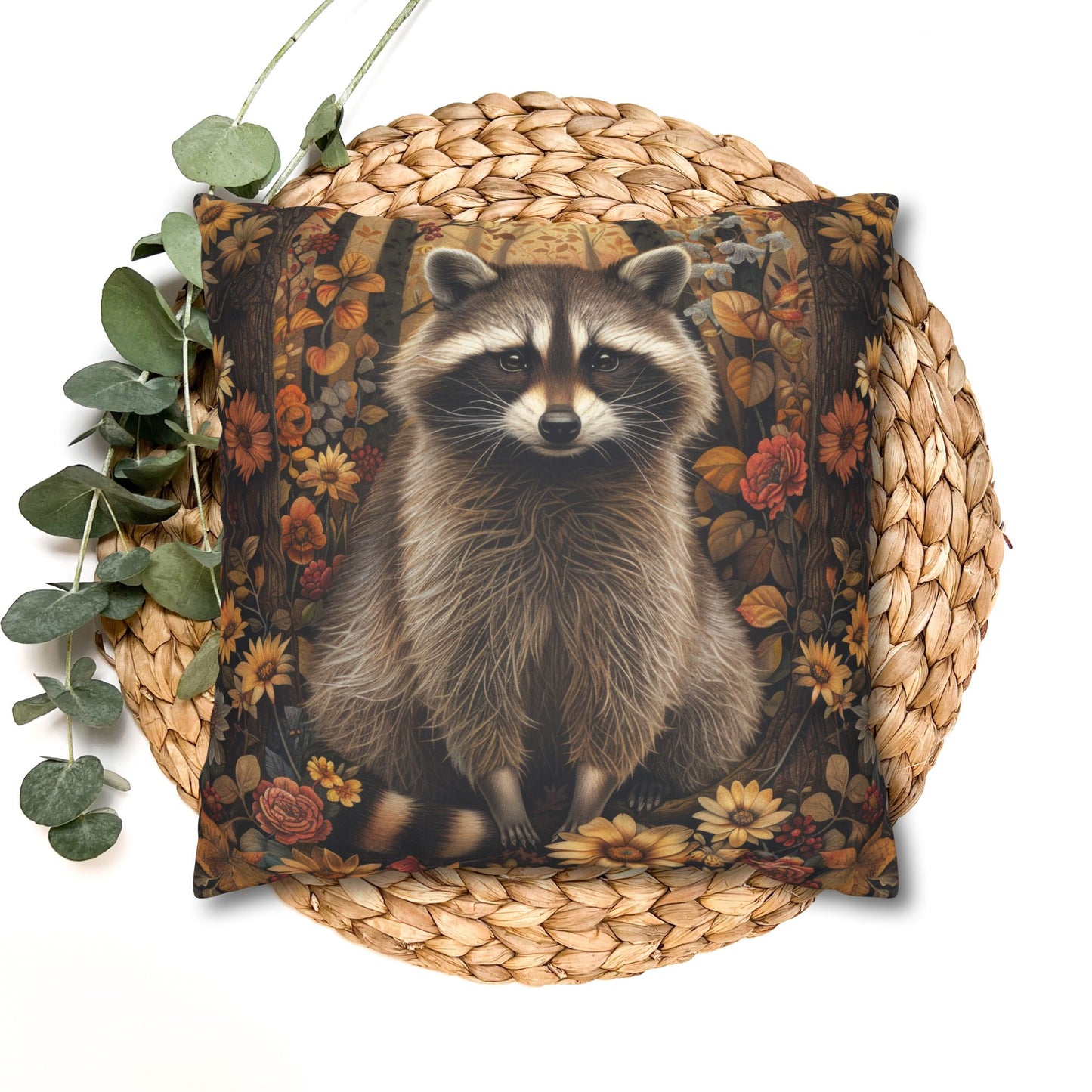 Woodland Raccoon Fall Ancient Decorative Pillowcase