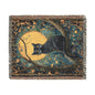 Mystic Moon Cat Woven Blanket, Black Cat Tapestry Style Throw, Celestial Night Decor