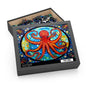 Psychedelic Octopus Stained Glass Jigsaw (120, 252, 500-Piece) Adult Jigsaw Puzzle, Gift Him Her