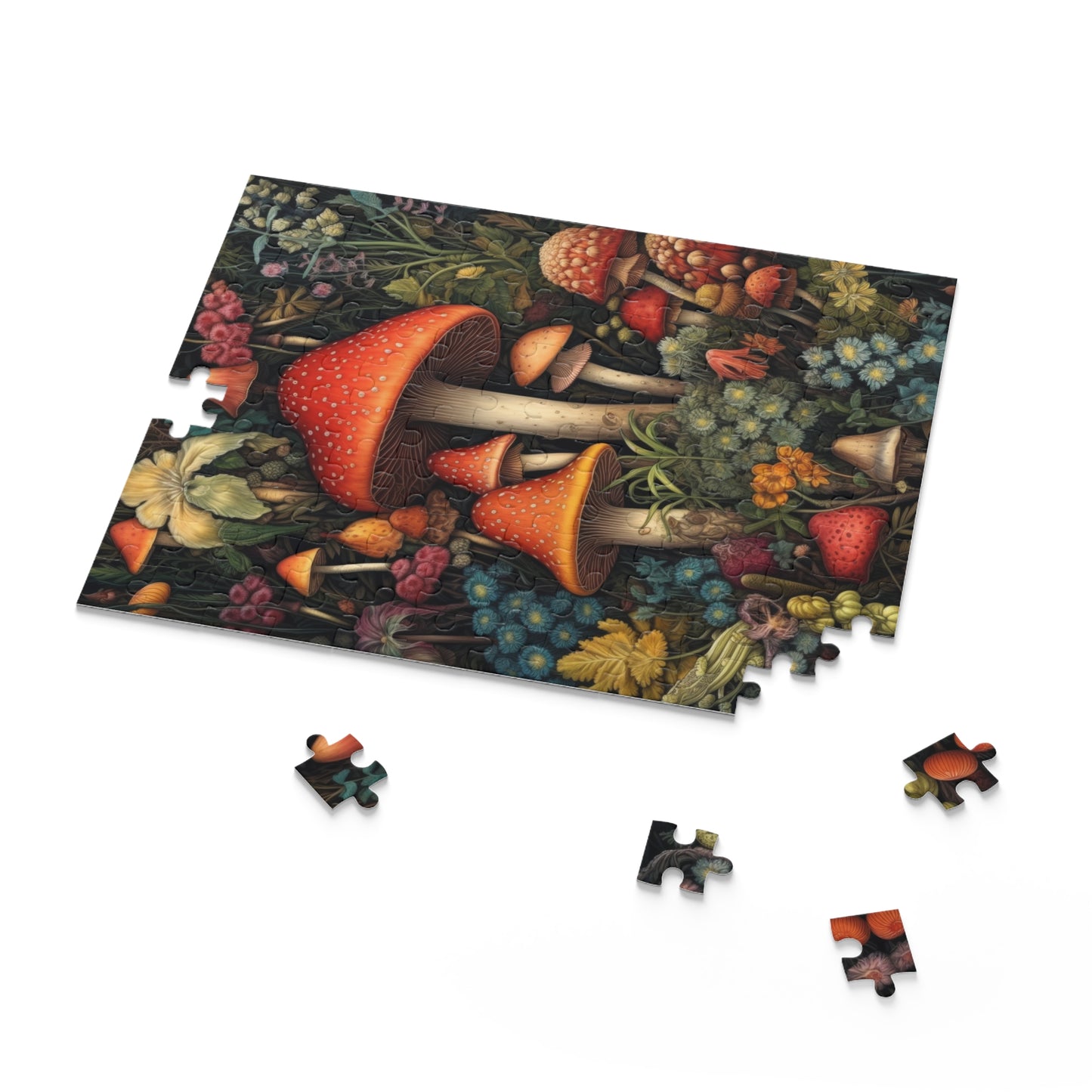 William Morris Inspired Wild Mushroom Jigsaw Puzzle (120, 252, 500-Piece) Gift-Ready Box, Adult Jigsaw Puzzle