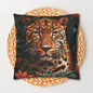 William Morris Inspired Botanical Leopard Pillowcase, Farmhouse Decorative Leopard Pillowcase