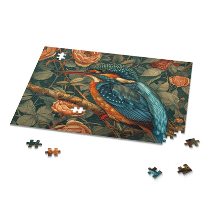 Kingfisher Bird William Morris Inspired (120, 252, 500-Piece) Adult Jigsaw Puzzle, Gift Him Her