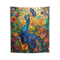 Tapestry of Peacock Faux Stained Glass, Vibrant Psychedelic, Art Wall Tapestries