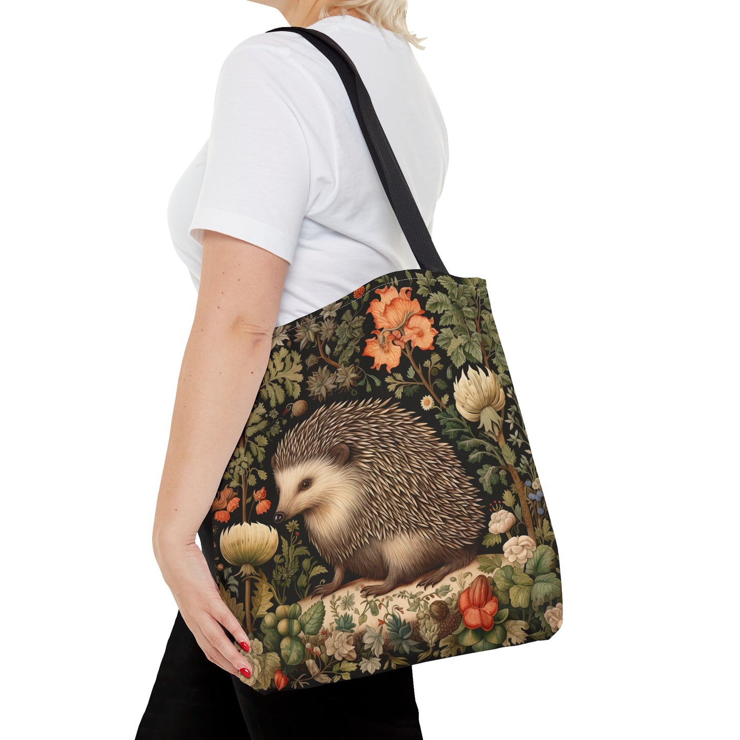 Charming Hedgehog Tote Bag | William Morris Inspired |  Hedgehog Floral Tote Bag, Eco-Friendly Carryall