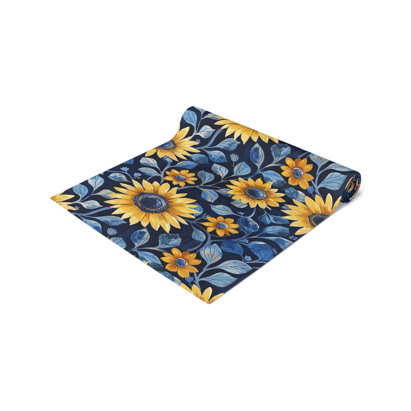 Woodblock Sunflower Pattern Table Runner (Cotton, Poly)