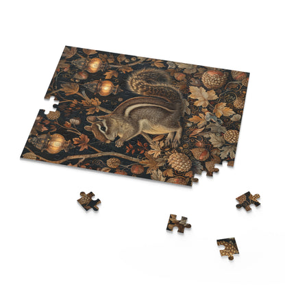 Chipmunk Among Acorn Lanterns Jigsaw Puzzle, Chipmunk Fall Autumn 120 252 500-Piece Family Gift Box Puzzle, Holiday Puzzle Game