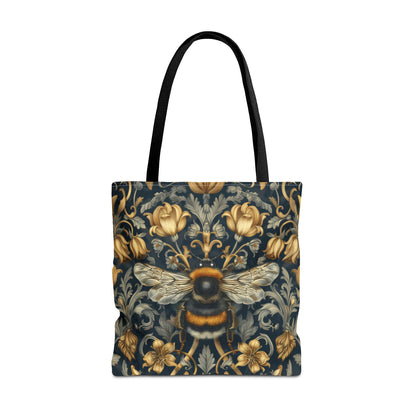 Vintage Bumblebee Floral Tote Bag | Botanical Insect Market Bag | Cottagecore Bee Shopper