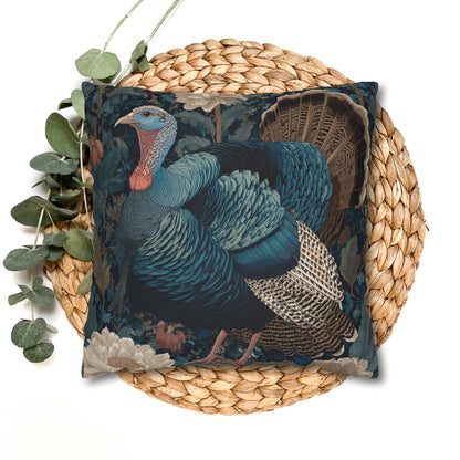 Thanksgiving Turkey Pillowcase, William Morris Style Cushion, Fall Decor, Polyester Cover