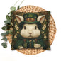 Leprechaun Bunny Decorative Pillowcase, St Patrick Day William Morris Style Rabbit Cushion