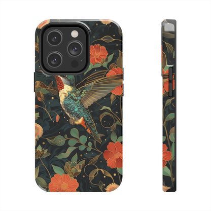 Art Deco Hummingbird Print in The Style of William Morris iPhone Tough Case