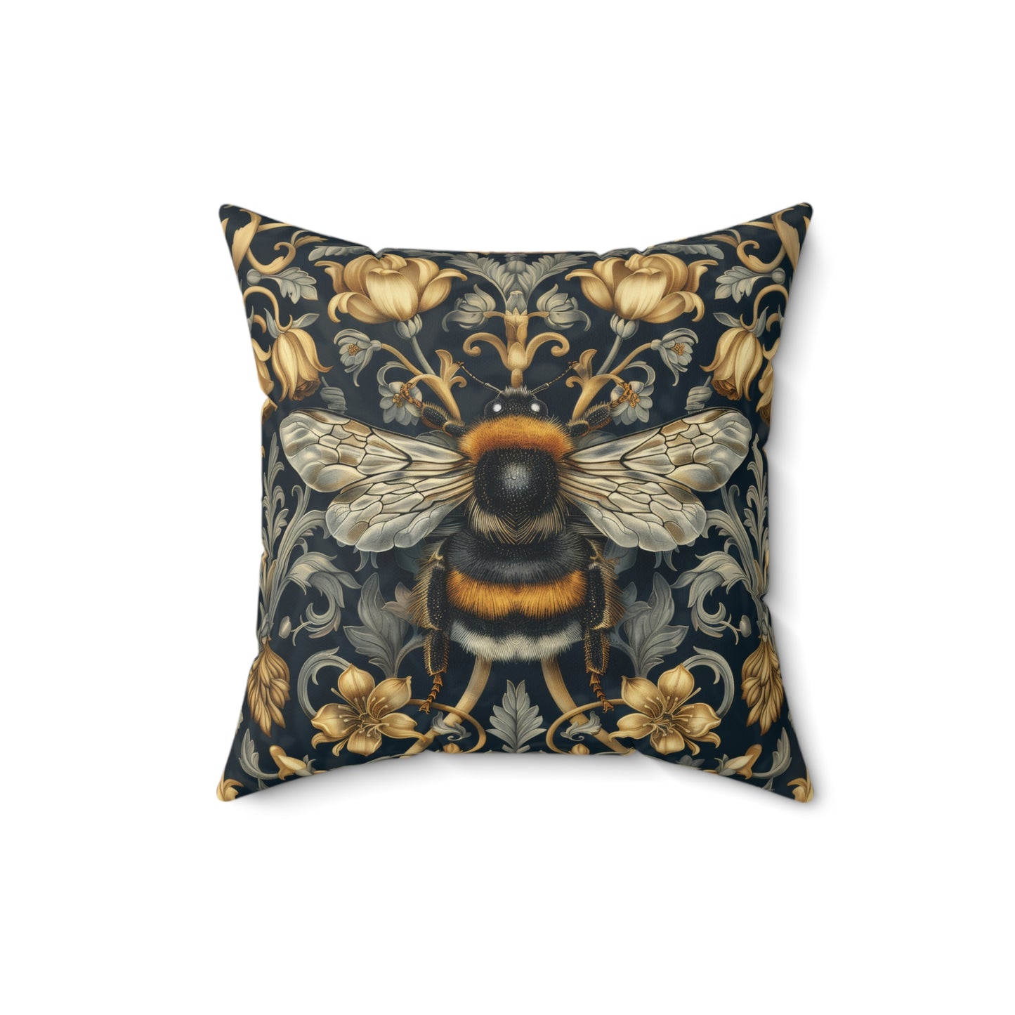 Victorian Art Inspired Bumblebee Baroque Gold Flora Pillow, Home Decor, Living Room Accessory Bedroom Pillow