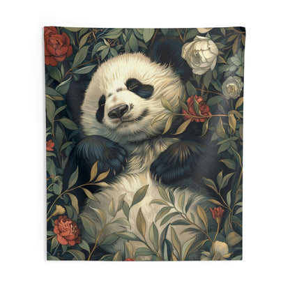 Tapestry of Botanical Panda | William Morris Medieval Inspired | Cottagecore Hanging and Home Decor