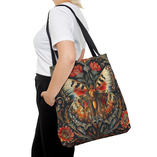 William Morris Inspired Botanical Butterfly Tote Bag,  Cottage-core Tote Bag, Eco-Friendly Carryall