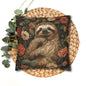 Botanical Sloth Pillowcase, Cozy Woodland Animal Cushion, William Morris Inspired Floral Throw Pillowcase