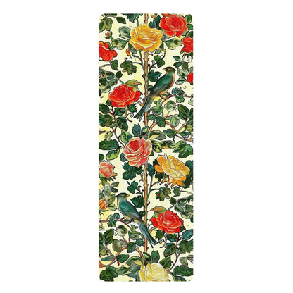 William Morris Inspired Birds and Roses Pattern Print Yoga Mats, Pilates Mat, Eco-Friendly Workout Mat, Non-Slip Exercise Mat, Yoga