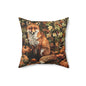 Fox in a Pumpkin Patch William Morris Pillow Inspired, Decorative Fall Pillow Decor, Spun Polyester Square Pillow