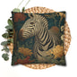 Zebra Botanical Decorative Pillowcase, William Morris Style Botanical Animal Cushion for Elegant Home Décor