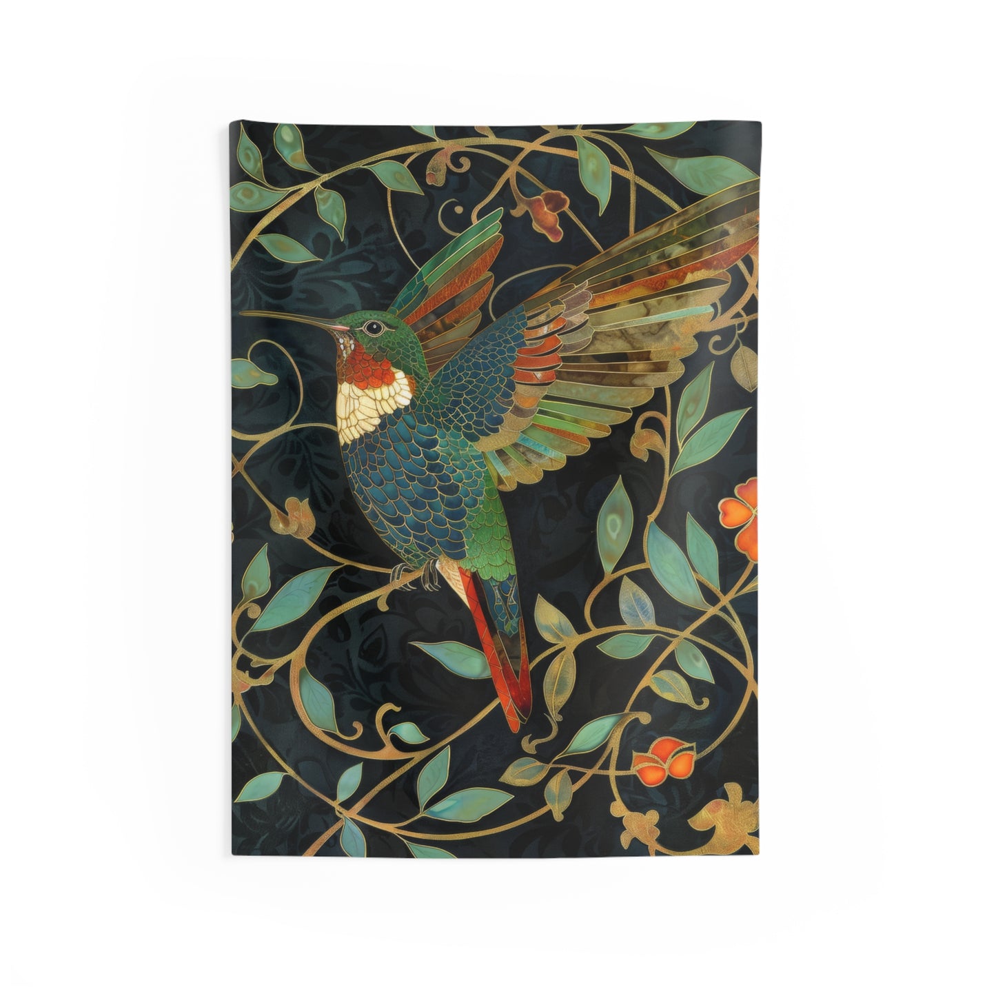 Tapestry of Hummingbird Art Deco William Morris Inspired Indoor Wall Tapestries